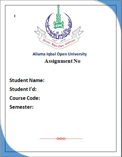 aiou assignment cover page 2022